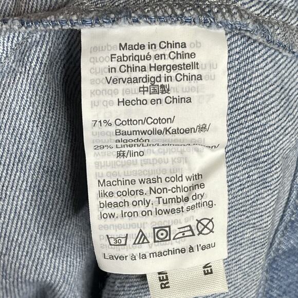 Madewell Denim Popover Babydoll Cotton Linen Blue Jean Mini Dress Shift Girly S - Picture 5 of 7